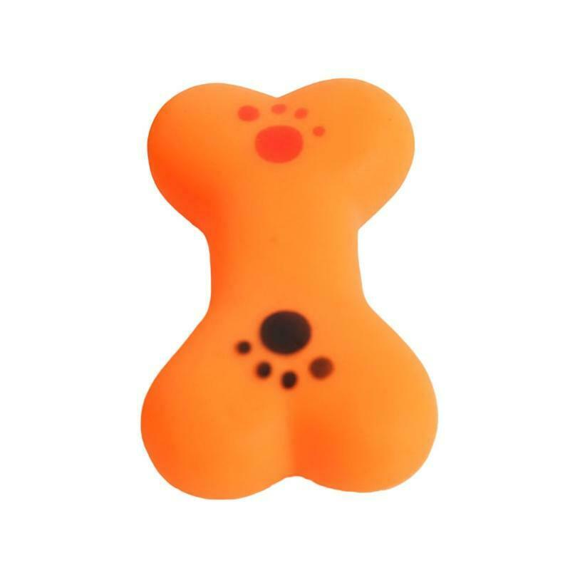 Dog Chew Toys Squeak Bones Paws Print Non-Toxic Plastic for Puppy Clean Teeth