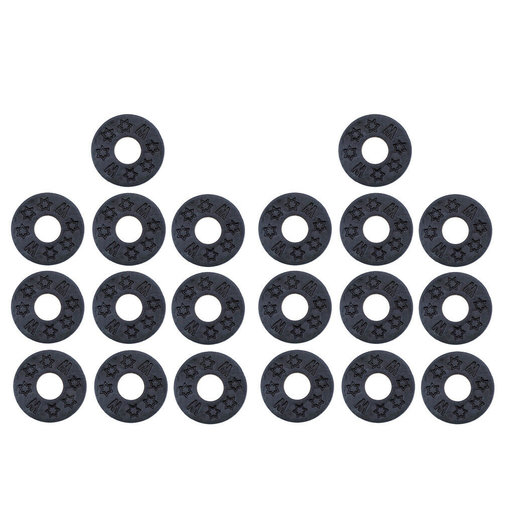 20 Pcs Guitar Bass Strap Block Rubber Safety Strap Lock Washer Saver Black