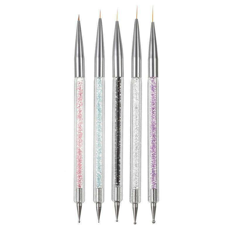 5x Nail Art Pen 2-Way Dotting Drawing Painting UV Gel Liner Polish Brushes Set