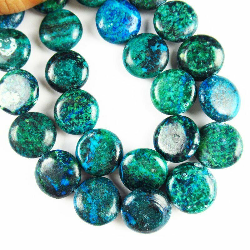 15x5mm Lapis Lazuli with Chrysocolla Round Loose Bead 15.5 inch 56g A-558TZ