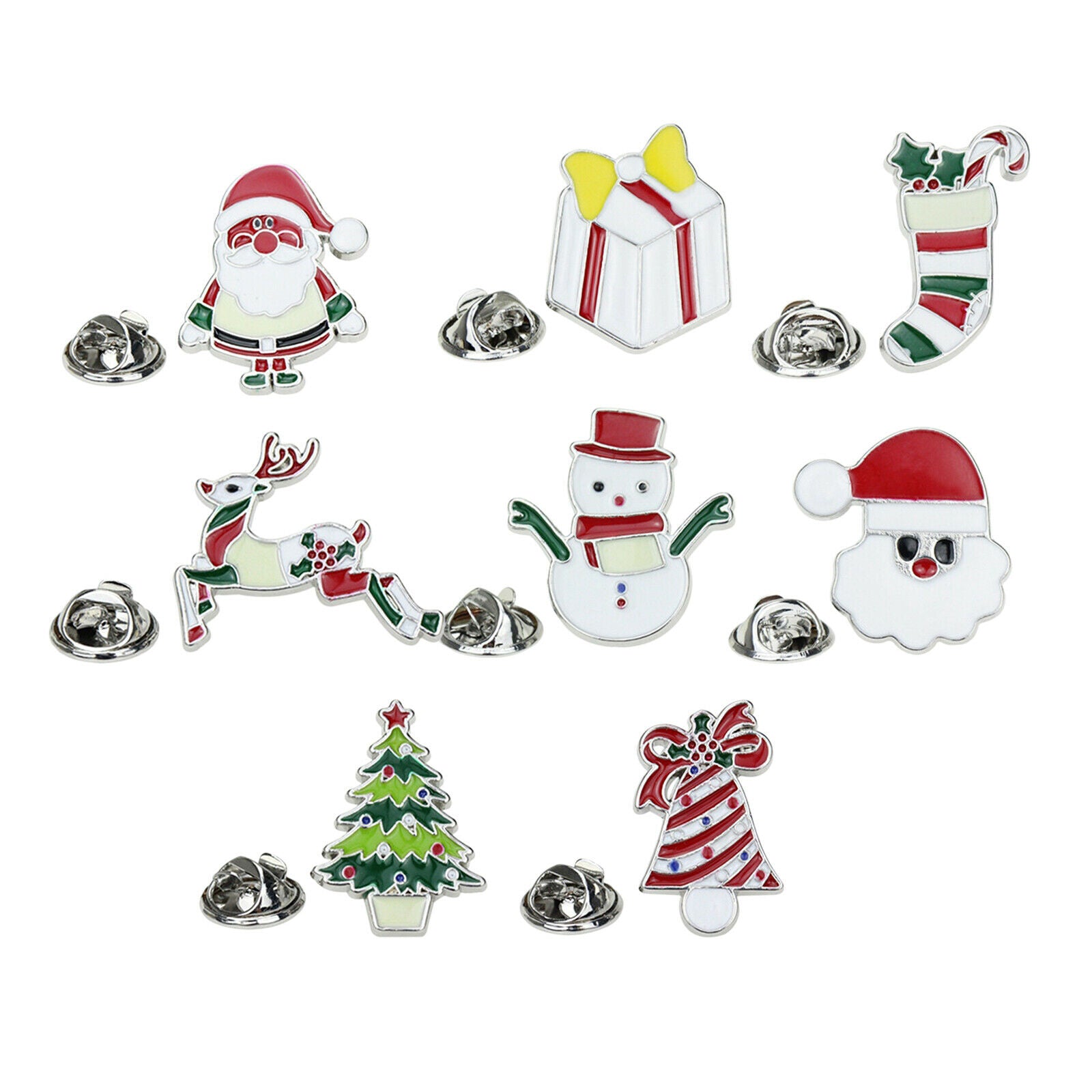 8pcs Cute Cartoon Christmas Brooch Pin Jewelry Gift Snowman Elk Kids Mom