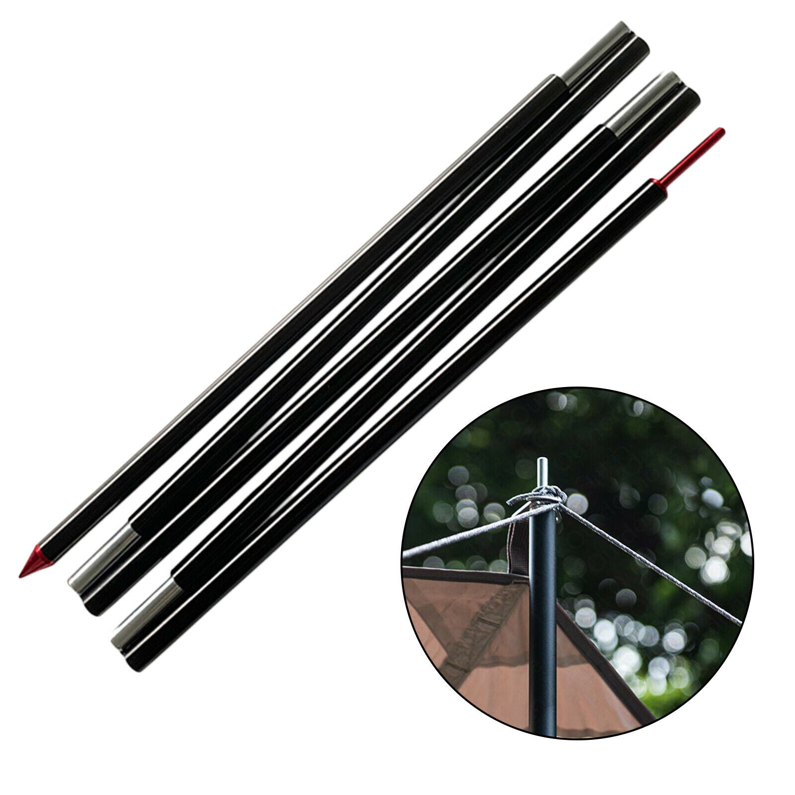 Portable Universal Tarp Poles 220cm Canopy Awning Tent Rod 5-Section Sticks