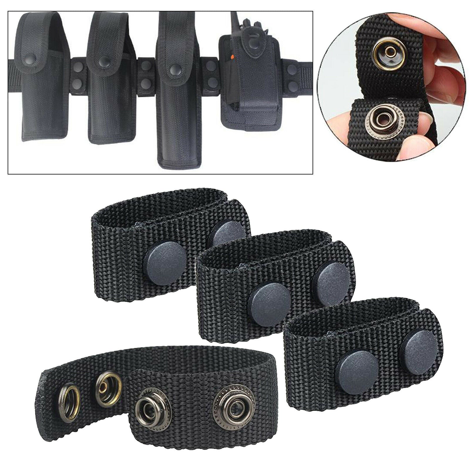 4x Nylon Duty Belt Keeper Heavy Duty 5/5.8cm Webbing Strap Keepers Holder