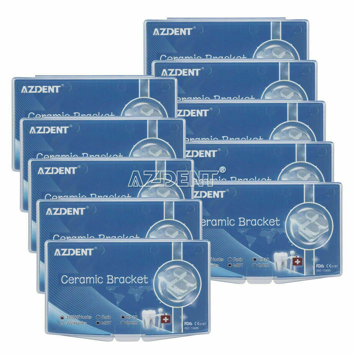 20kits/400pc Dental Ceramic Orthodontics Brackets Brace MBT 0.018 Slot 345 Hooks