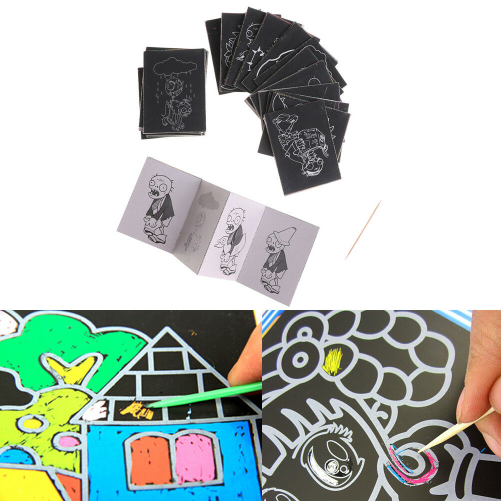 1pack 8Sheets Kids Painting ScratchPaperColorful Magic Art With Drawing St.l8