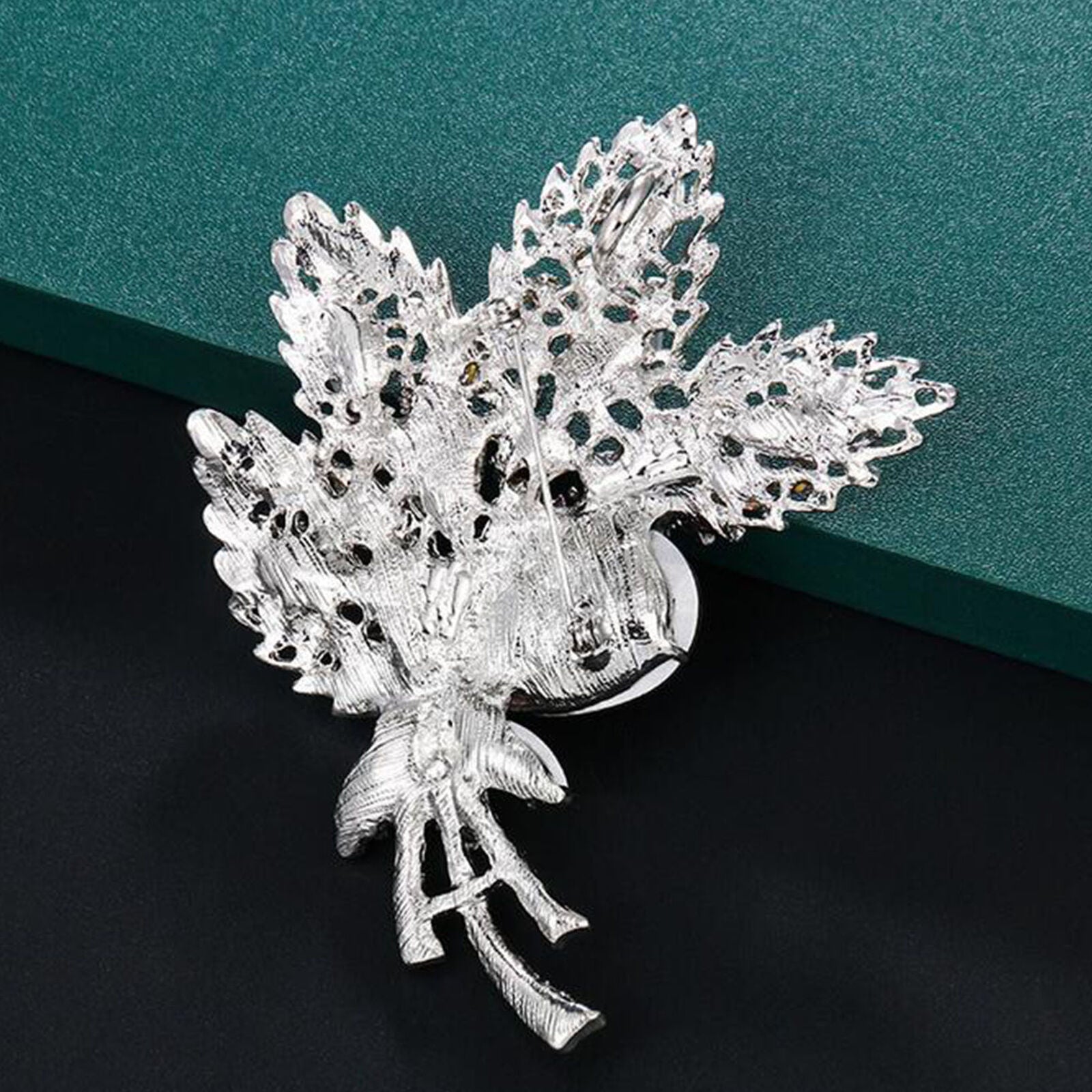 Elegant colorful crystal Rhinestone flower leaf brooch pin Pendant