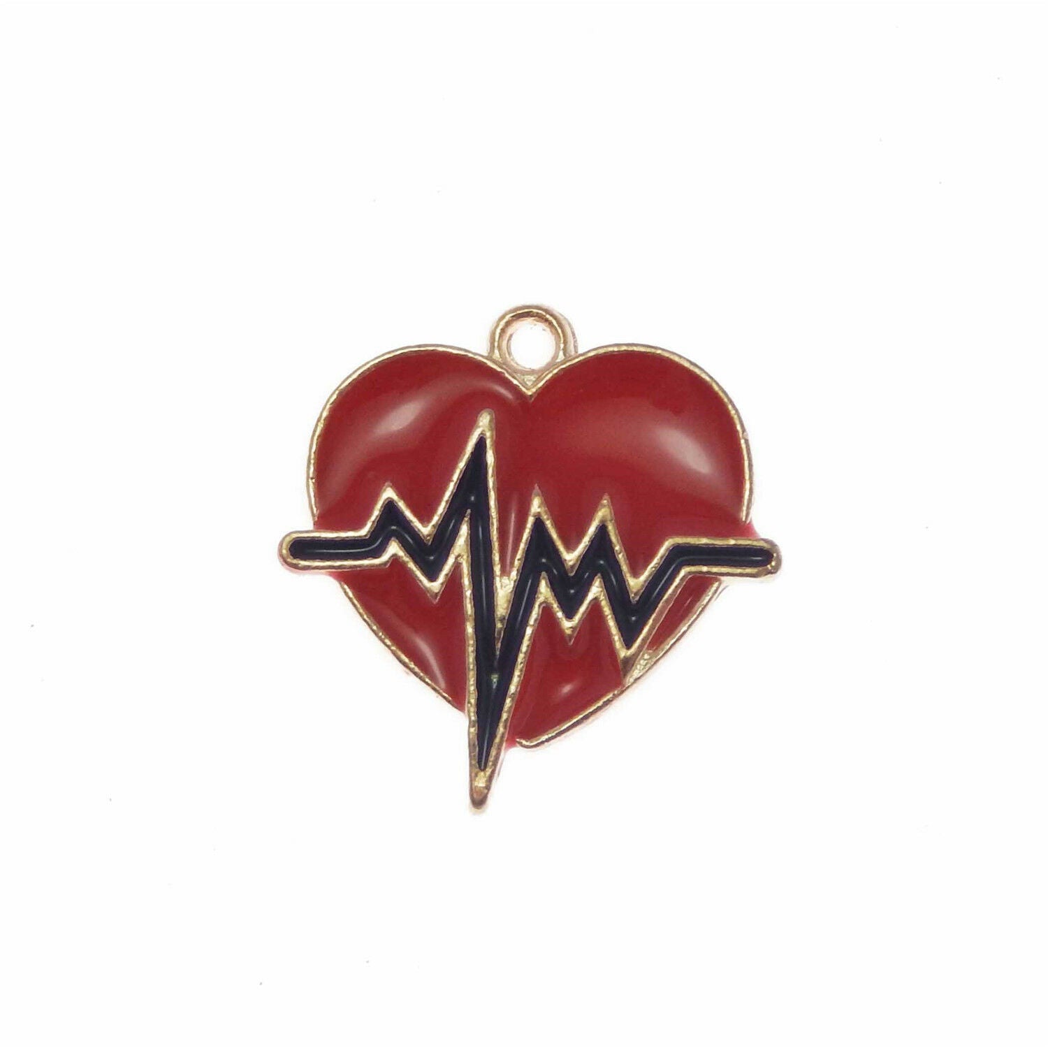 Lot of 10 Red Enamel Plated Heart Shaped Charm Earring Pendant Findings 20x21 MM