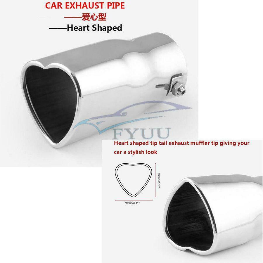 Universal Car Heart Shaped Straight Tip Exhaust Pipe Muffler Creative Gift 63mm