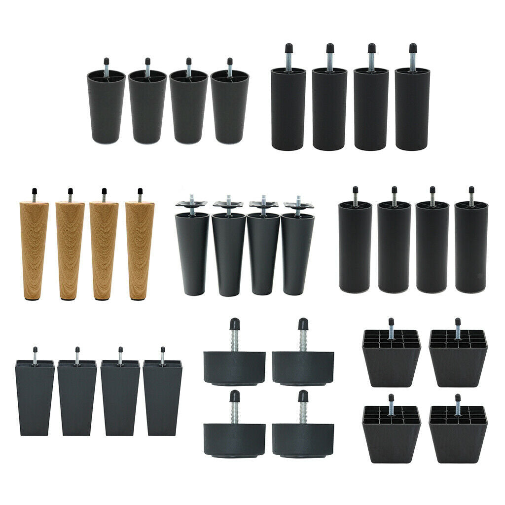 Set of 4/4pcs Bed Sofa Couch Legs Replacement Bed Riser 125mm Black Color