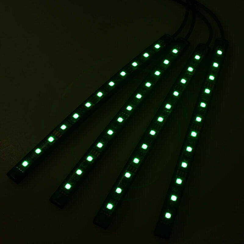 4 In 1 12 LED Car Interior Footwell Neon Decorative Atmosphere RGB Light Strips
