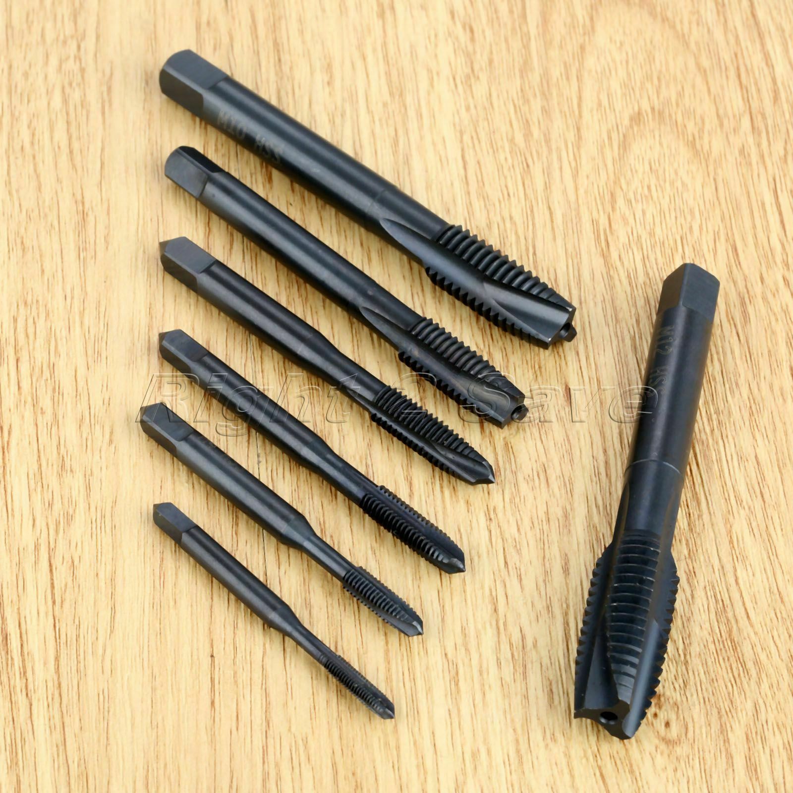7X HSS Metric Thread Spiral Pointed Taps Tapping Metalworking Drill Bits M3-M12
