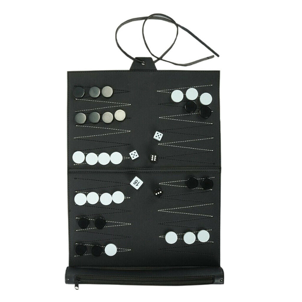 Classic Portable Travel Family Recreational PU Leather Tournament Backgammon