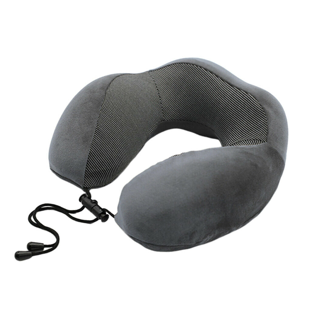 U-Shaped Travel Neck Pillow Adjustable Soft Airplane Car Pillow Dark Grey
