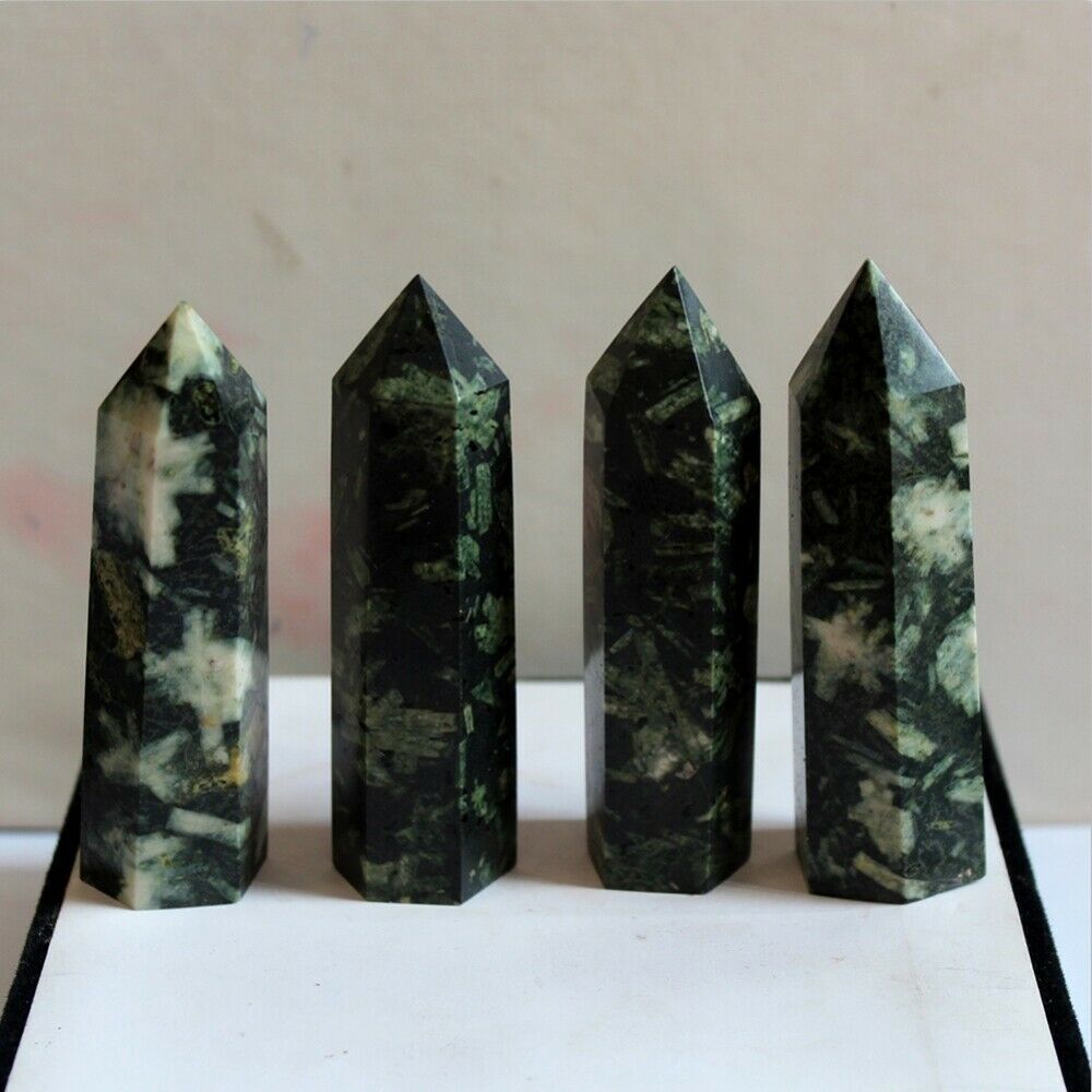 6-8cm Natural Chrysanthemum stone Crystal Quartz Tower Point Reiki Healing Wand