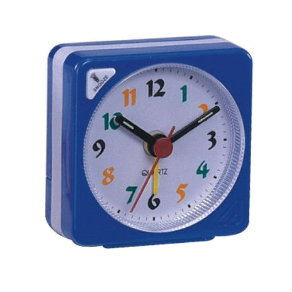 2pcs  Travel Clock Gradient Sound Desk Alarm Clock Snooze -Blue
