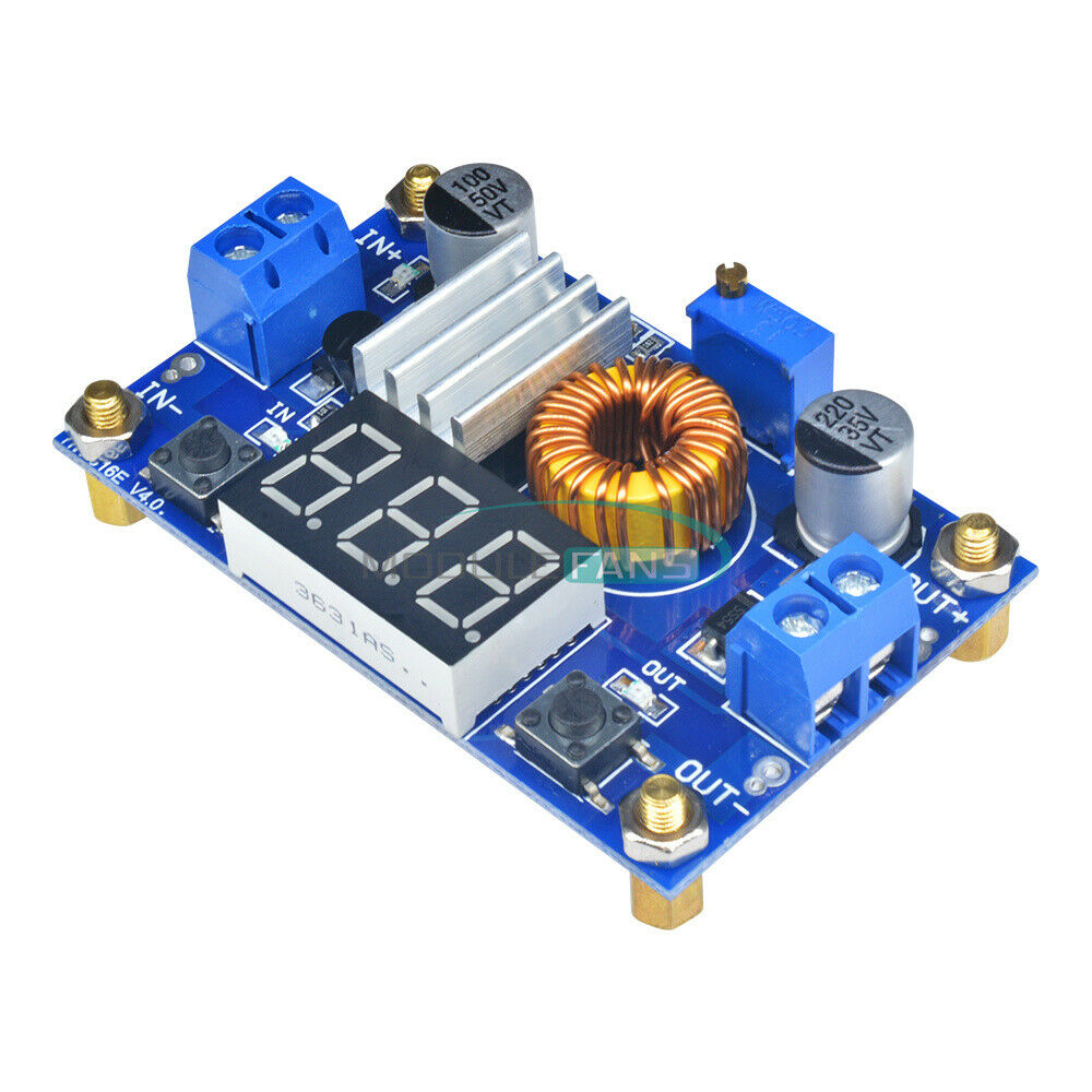 2PCS 5A Power CC/CV Step-down Charge Module LED Driver Adjustable + Voltmeter
