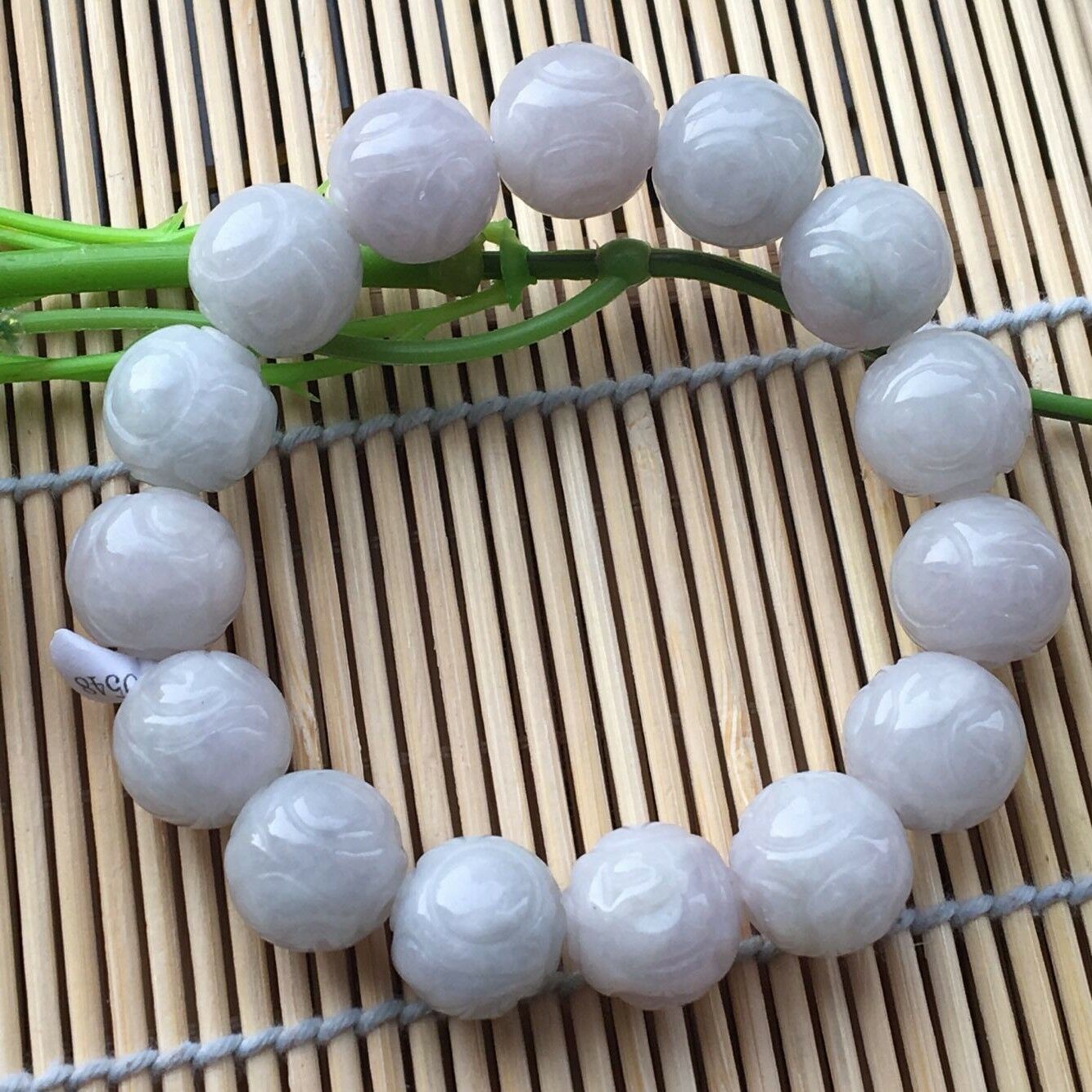 Certified Natural A Grade Jade13mm /Jadeite Carving Beads Men&Women Bracelet AA+