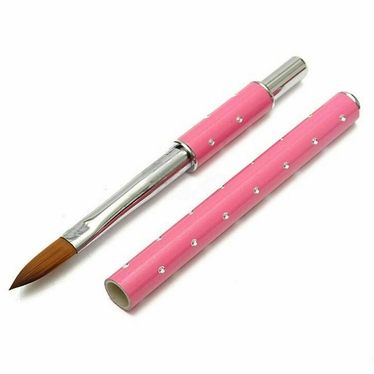 Nail Art Tool Size 8# Acrylic Brush Metal Handle With Diamond Kolinsky Hair 1PCS