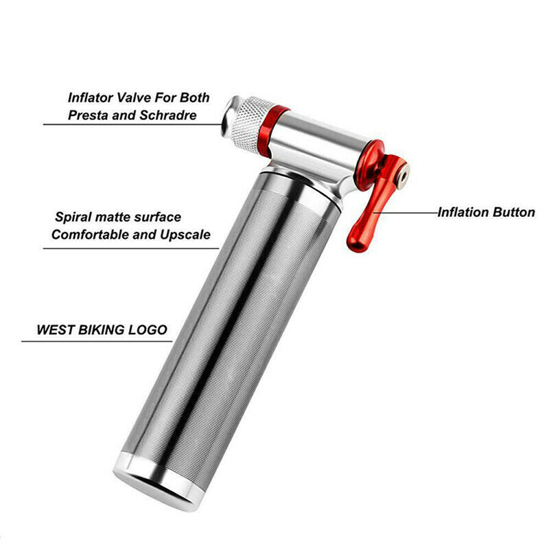 Bicycle Tire Mini Air Pump CO2 Inflator Cycling Bike Ball Balloon Hand Pump Head