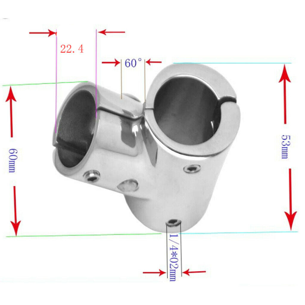 316 Marine-Grade Stainless Steel 60 Degree Boat Hand Rail Fitting Hardware 7/8''