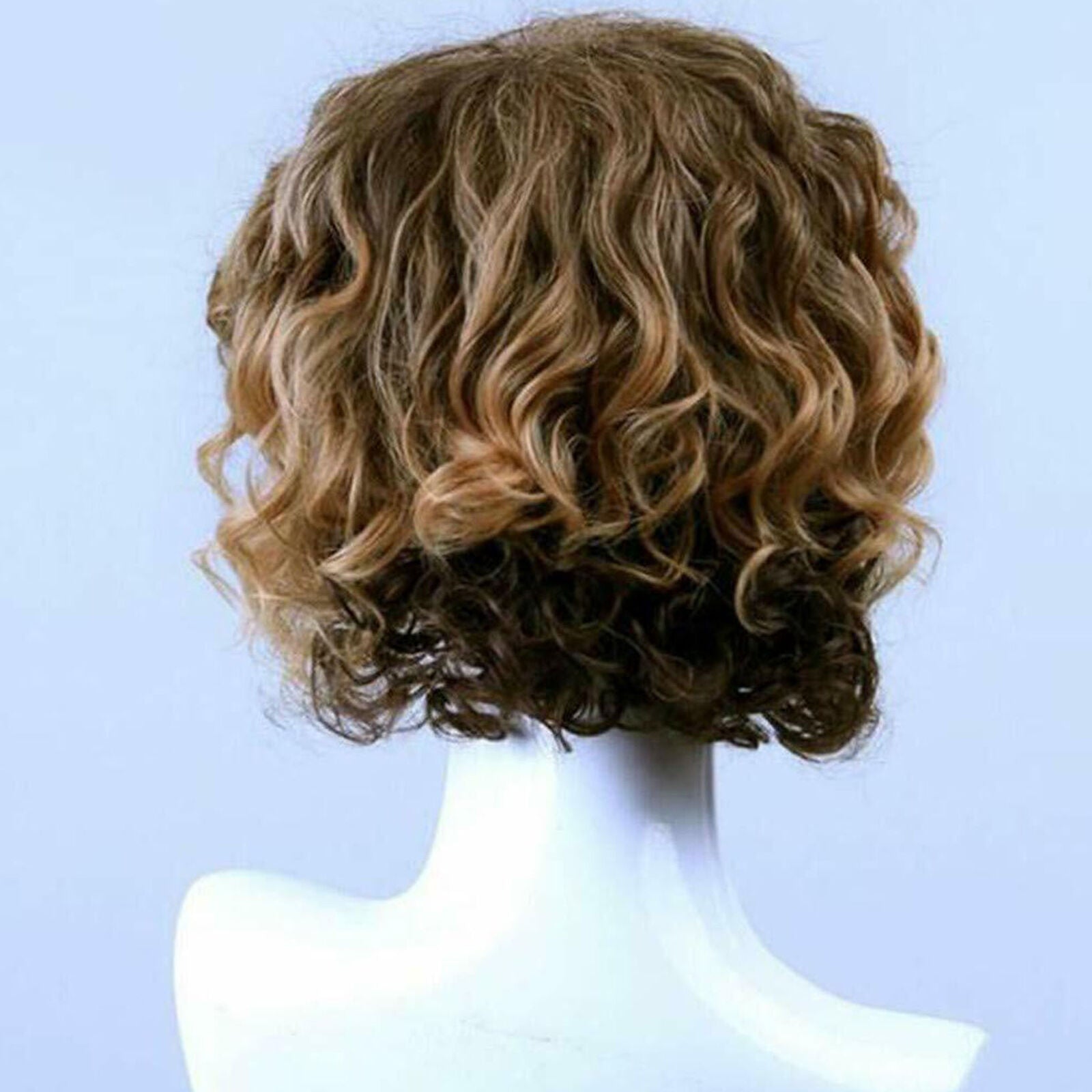 Men Long Curly Wave Blonde Wig Synthetic Hair Heat Resistant Male Fashion Style
