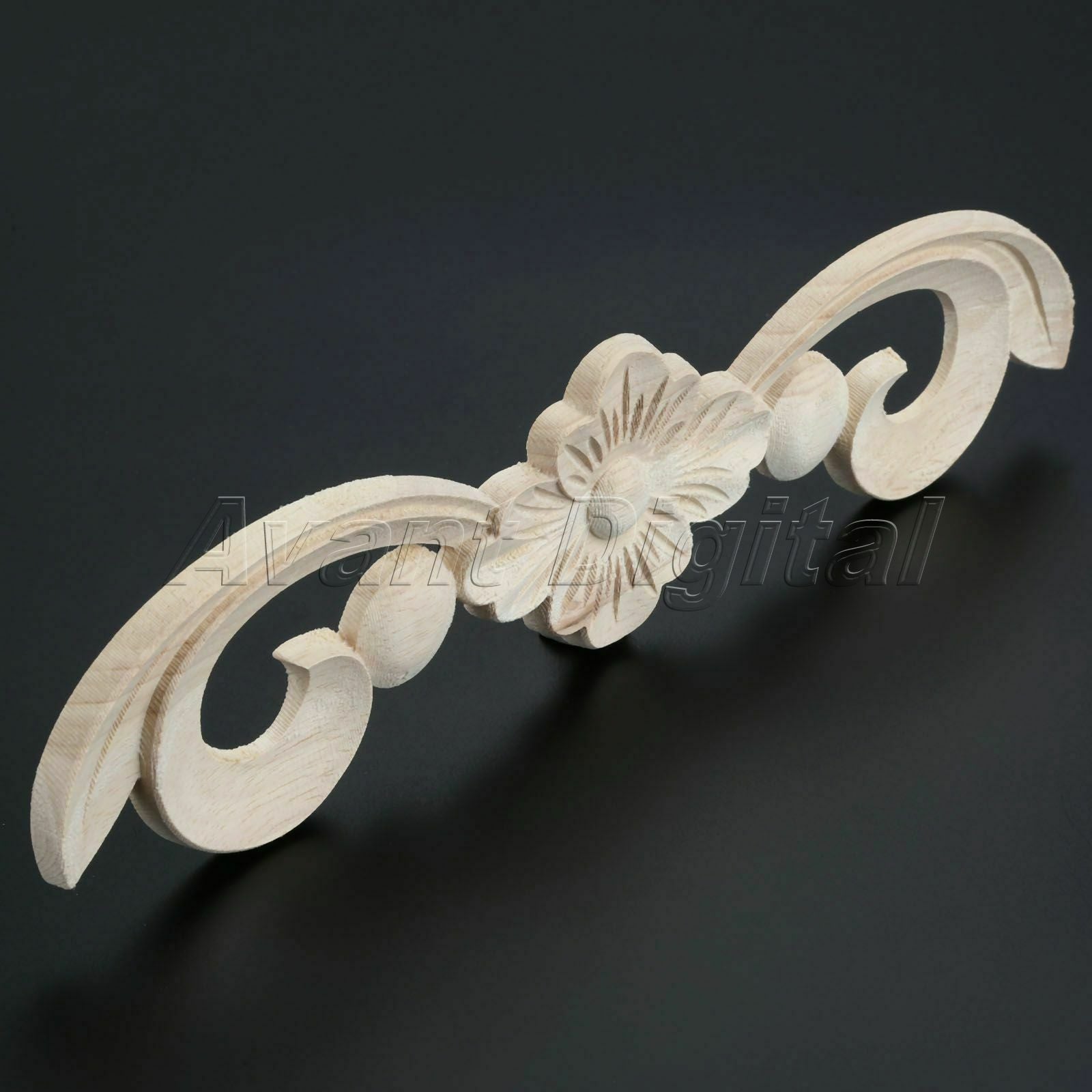 25*6cm European Style Unpainted Wooden Carved Long Onlay Applique Dyes Easily
