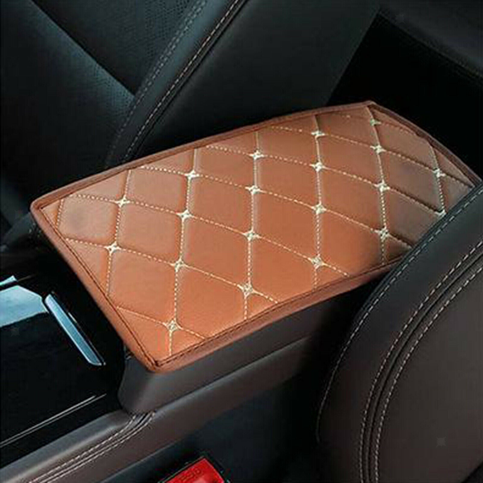 Car Armrest Centre Pad Cover Auto Arm Rest Cushion Pad Protector Brown