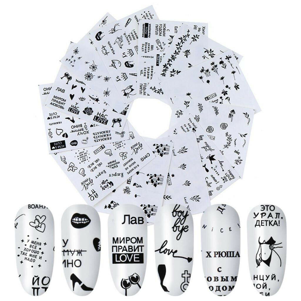 12pcs Cute Nail Art Stickers Flower  Tips