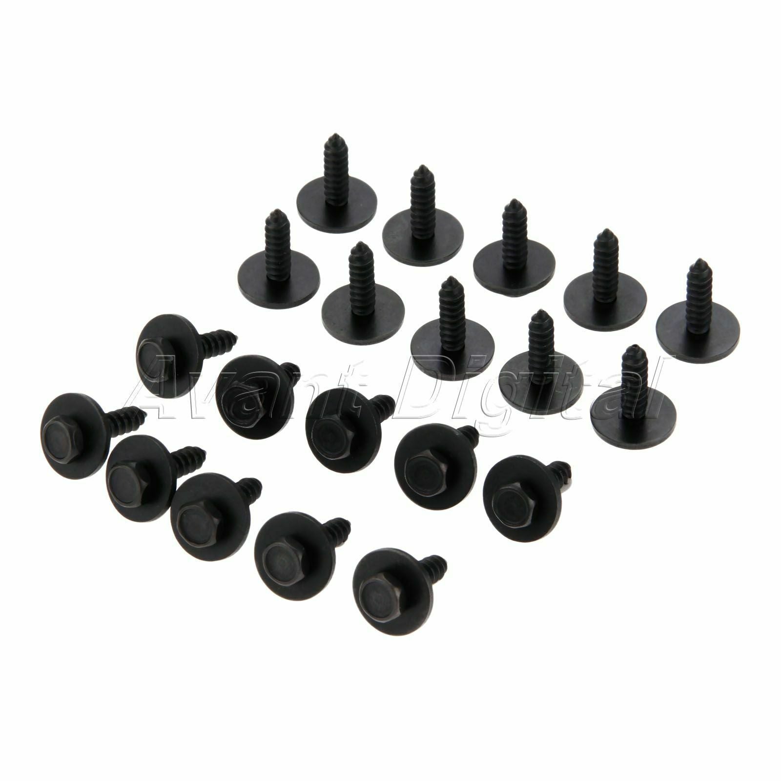 20 x New Black Universal Car Auto Self-Tapping Screws Hex Washer Head 4.8x19mm