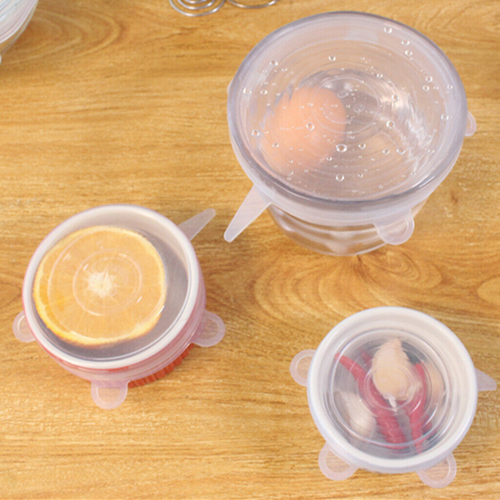 Clear & Green Silicone Elastic Round Lids Pot Bowl Covers Food Storage