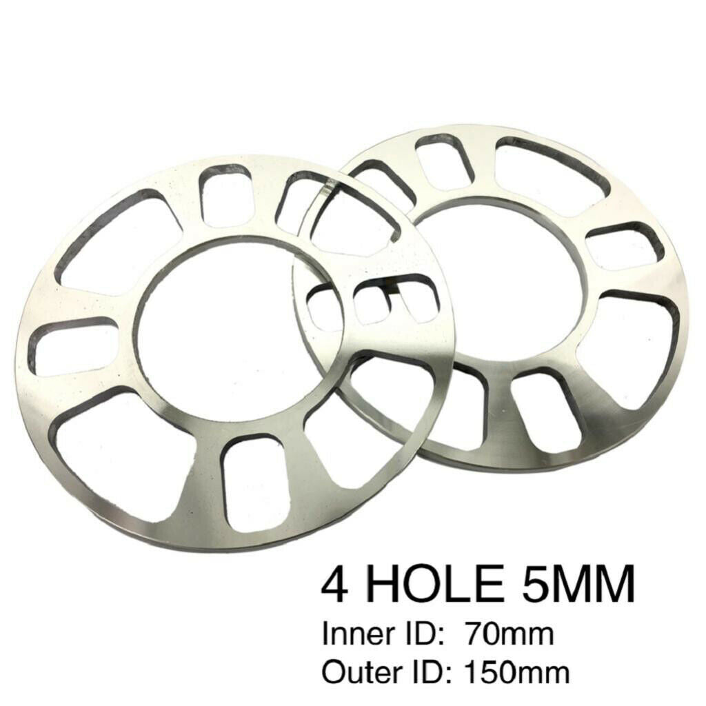 2 Pieces 5MM 4Hole Car Vehicle Universal Aluminium Alloy Wheel Hub Spacers