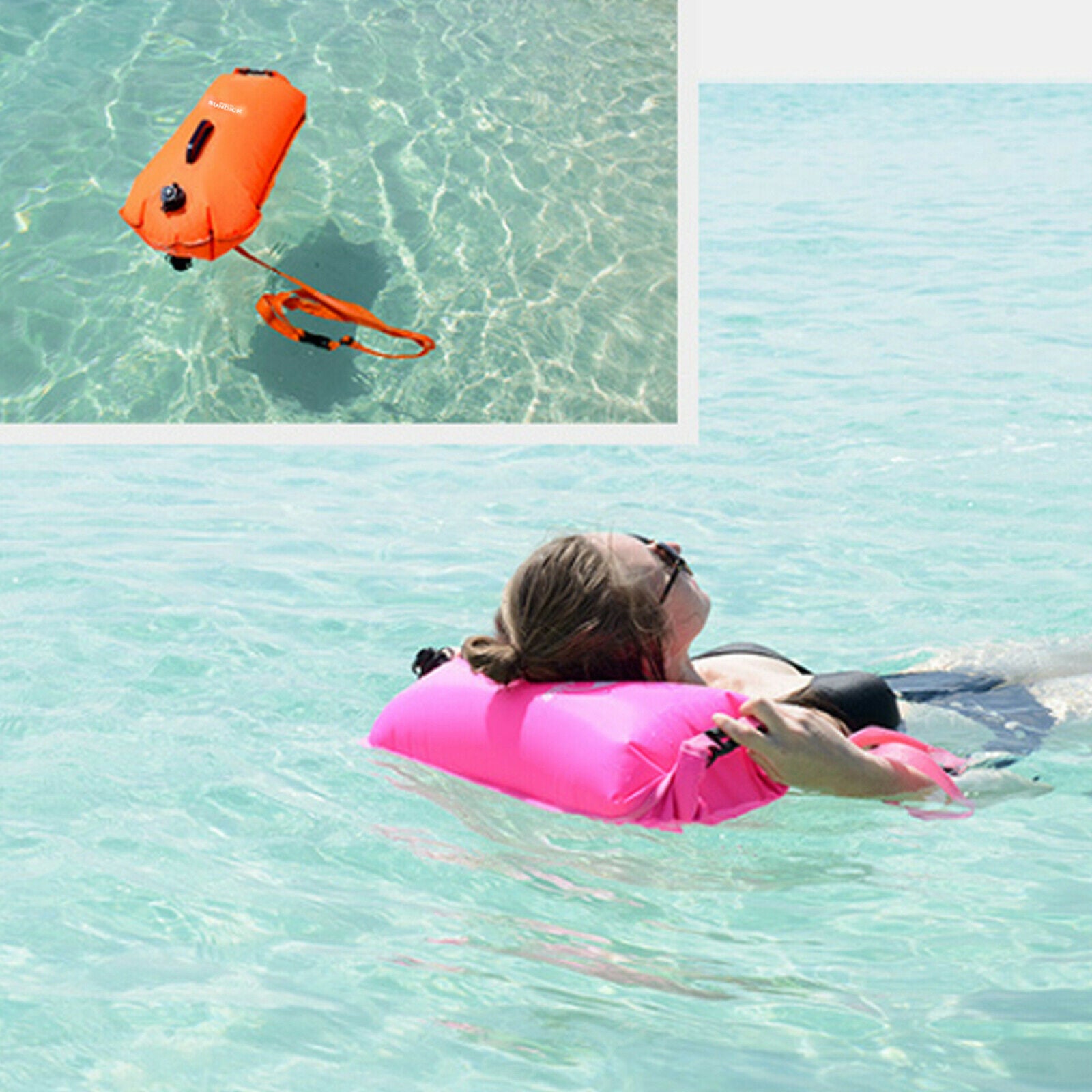 Waterproof Swim Buoy Inflatable Dry Bag with Wait Belt Open Water Swim Floats