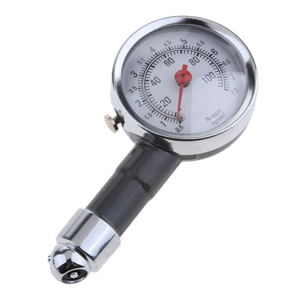 Portable Tire Inflator Dial Meter Tester Air Pressure Gauge for Auto Motorcycles