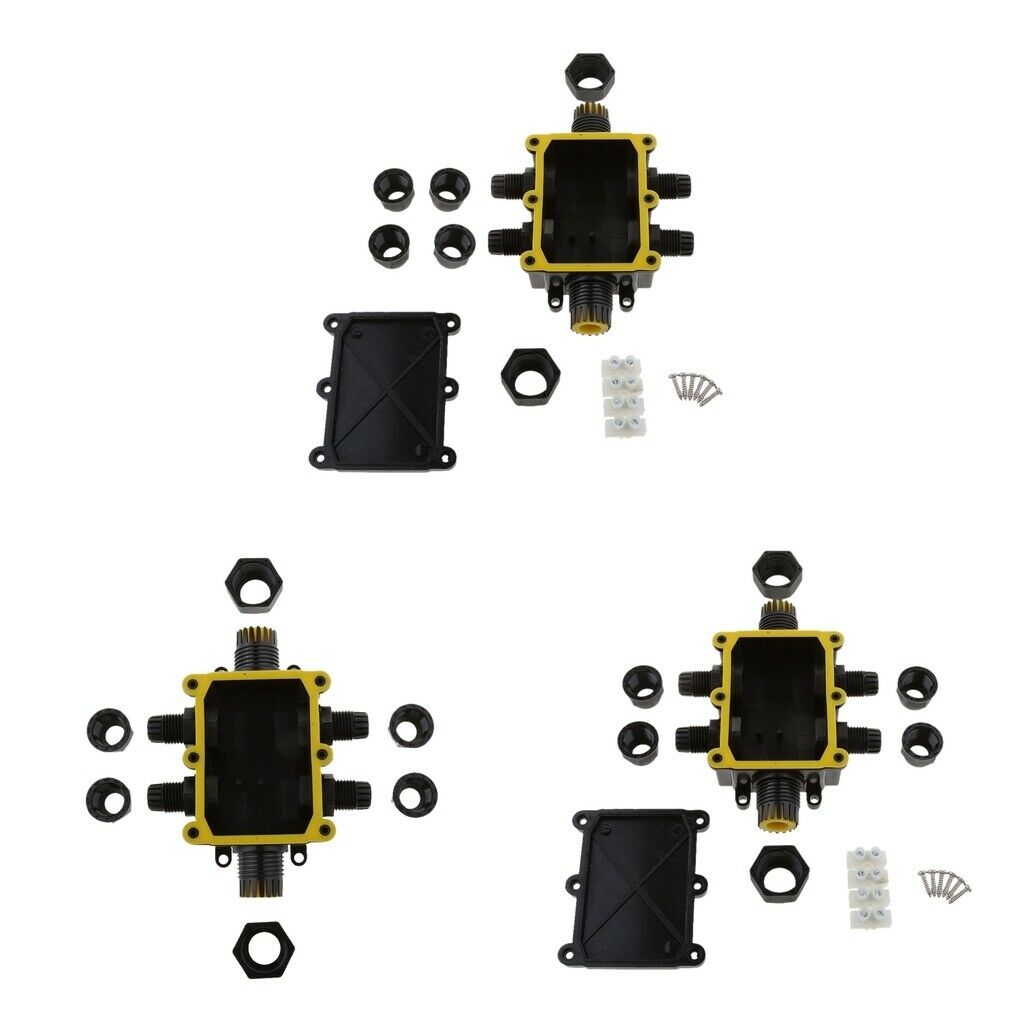 3Pcs 6 Way Outdoor Waterproof IP68 Underground Cable Connectors Junction Box