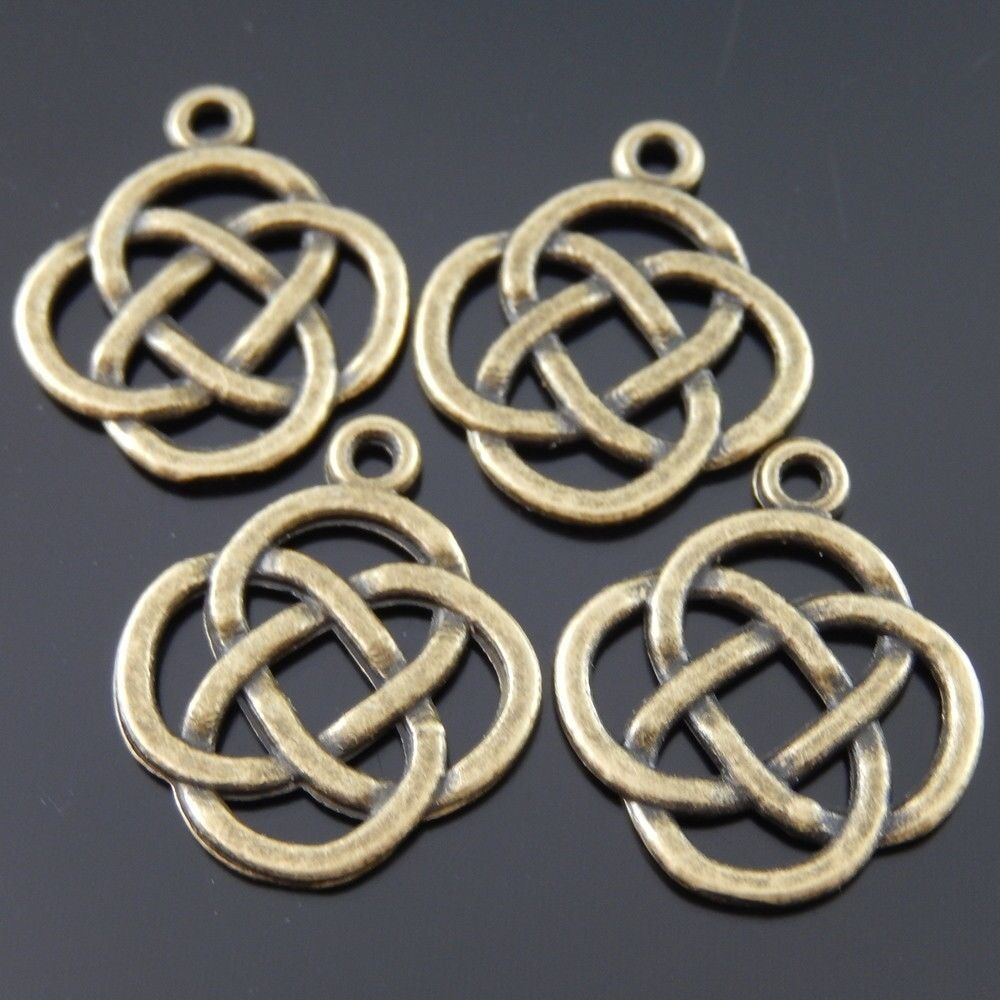 50pcs Antiqued Bronze Alloy Chinese Knot Shaped Pendant Jewelry Accessory Crafts