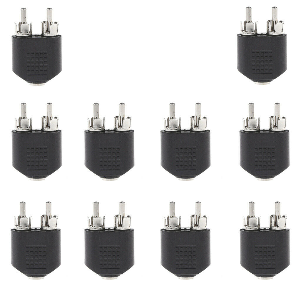 10Piece Dual 2-RCA Male to 3.5mm Female Stereo AV Audio Y Splitter Adapter
