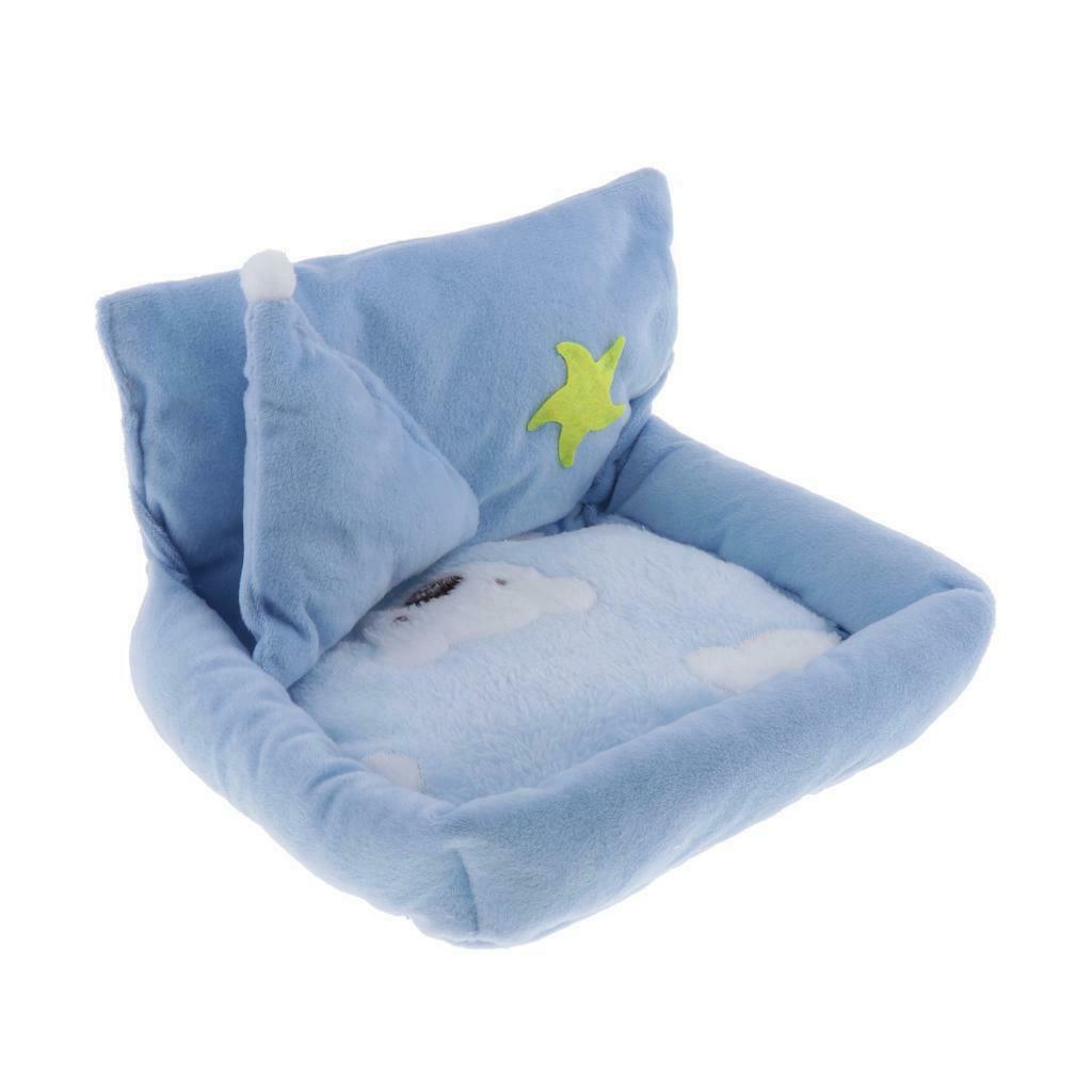 Hamster Squirrel Bed Plush Cushion Soft Comfortable Mattress 22x20cm Blue