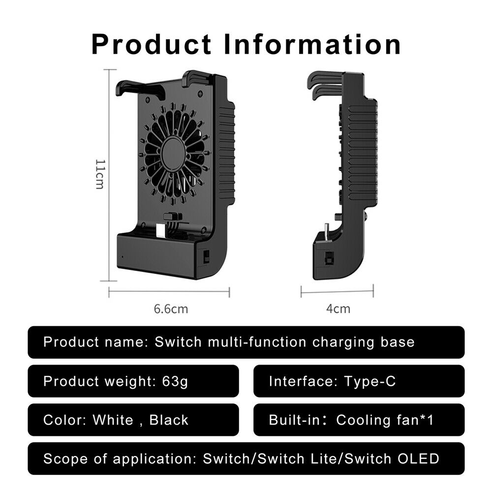 External Cooler Cooling Fan Dock Charging Station For NS Switch / Lite /OLED