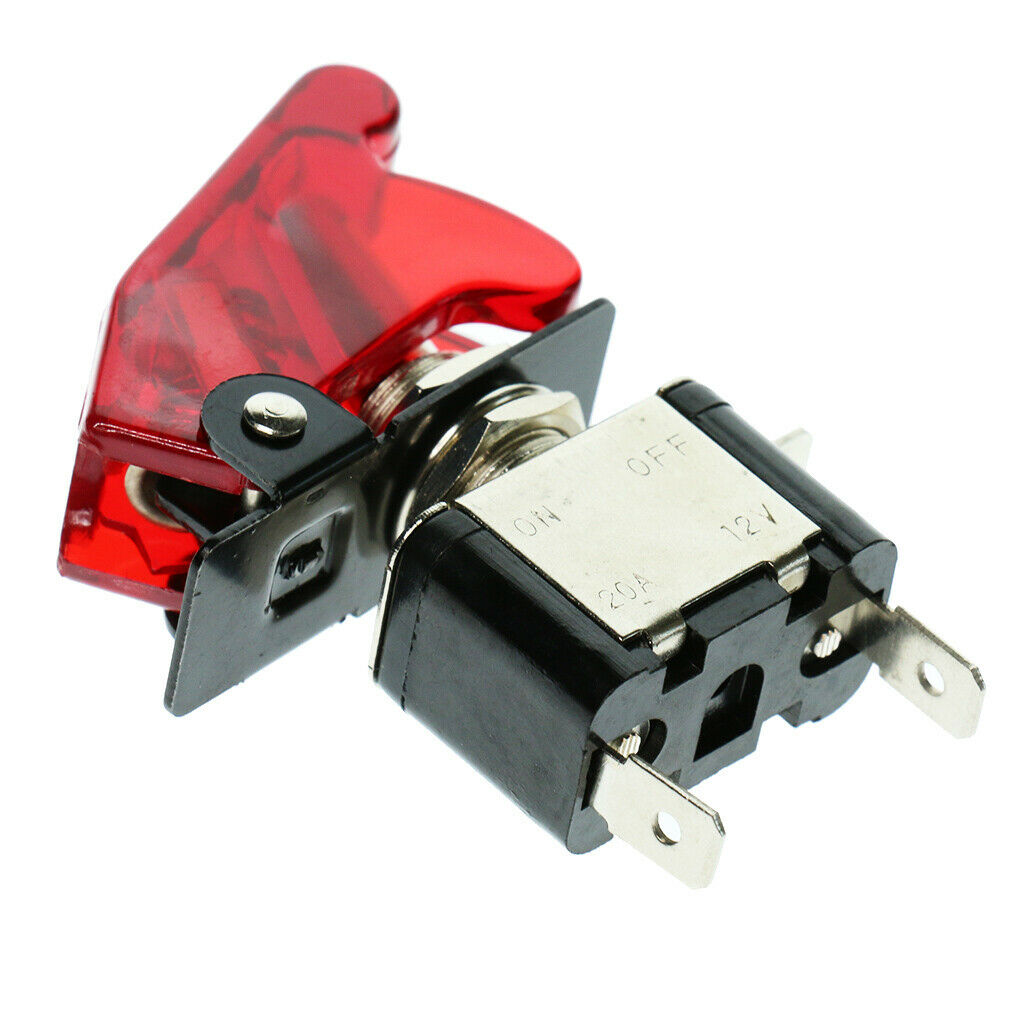 Car Truck Boat Red Cover LED Light 20A 12V Rocker Toggle ON/OFF Switch SPST