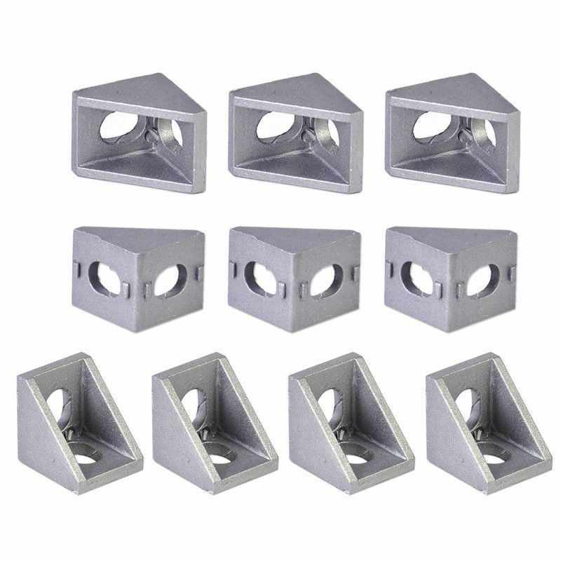 10pcs L Shape 90 Degree Aluminum Right Brace Corner Joint Angle Bracket Fasten