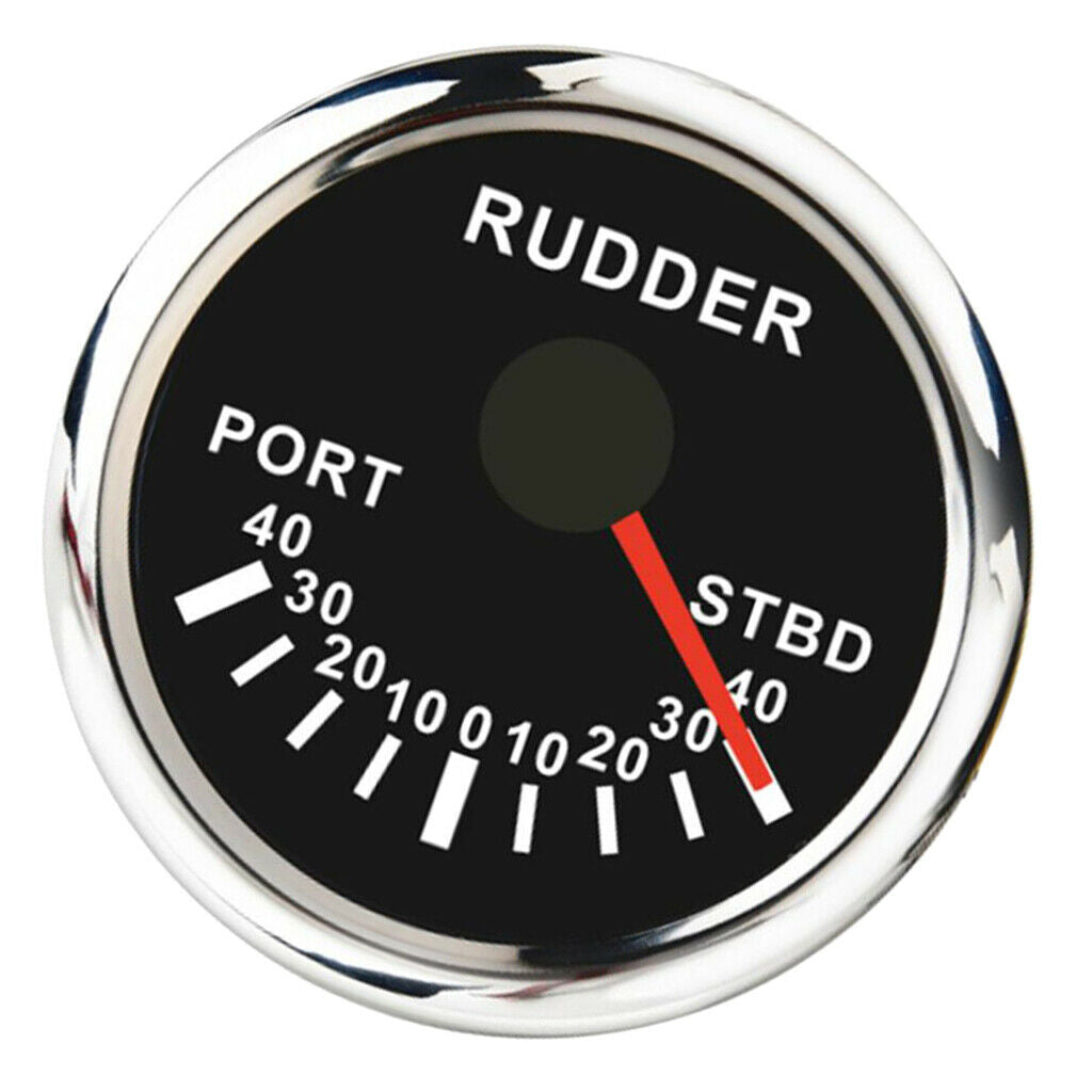 Yacht Marine Rudder Angle Indicator Gauge 0-190ohm 52mm 2 inch 12V/24V - Black
