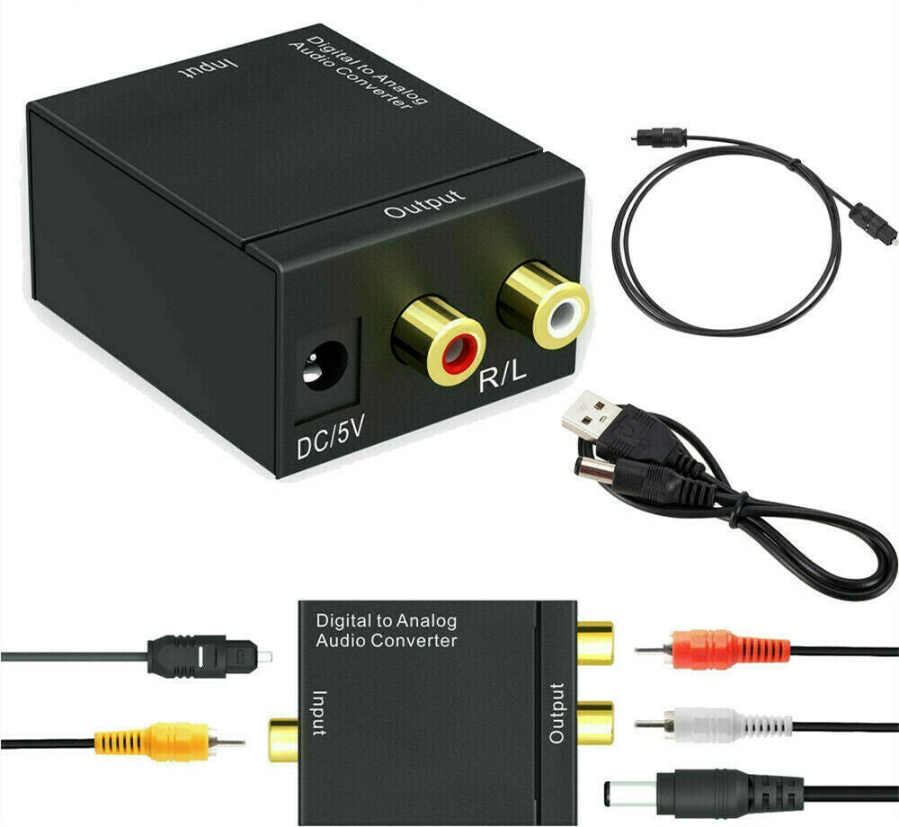 Optical Coaxial Toslink Digital to Analog Audio Converter Adapter RCA L/R