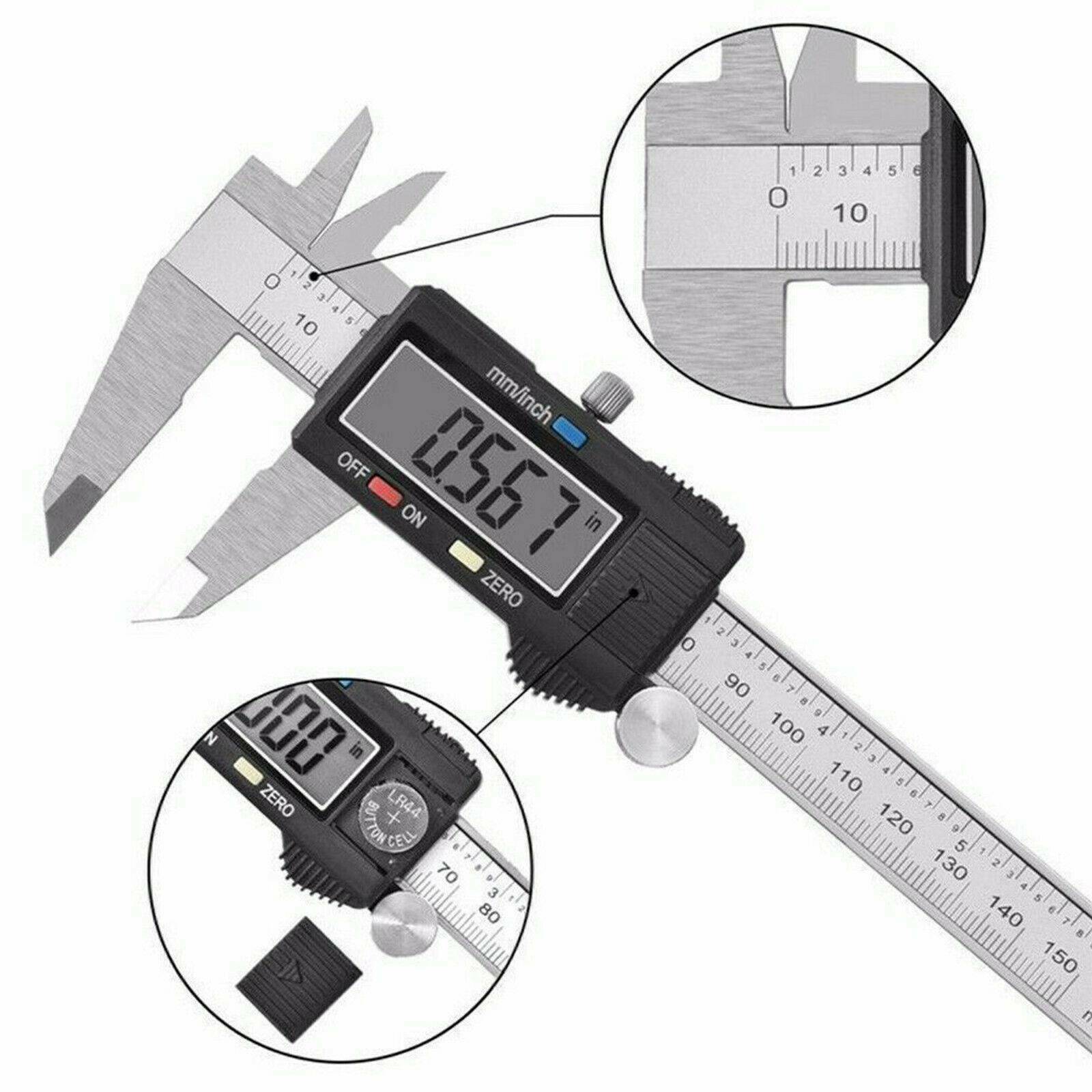 Carbon Fiber LCD Digital Gauge Vernier Caliper Electronic Micrometer 150mm 6inch