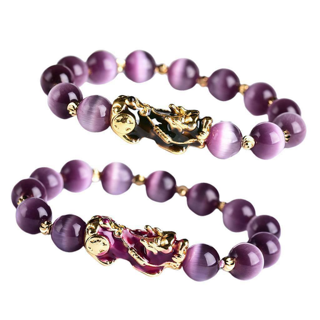 2 x Feng Shui Plated Pi Xiu Bracelets Women Men Elastic Good Luck Wealth