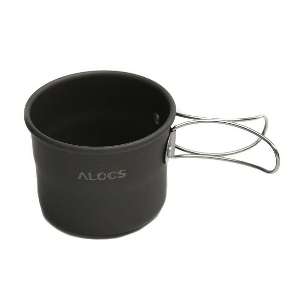 2X Outdoor Camping Portable Aluminum Alloy Cup Coffee Mug w/ Folding Handle