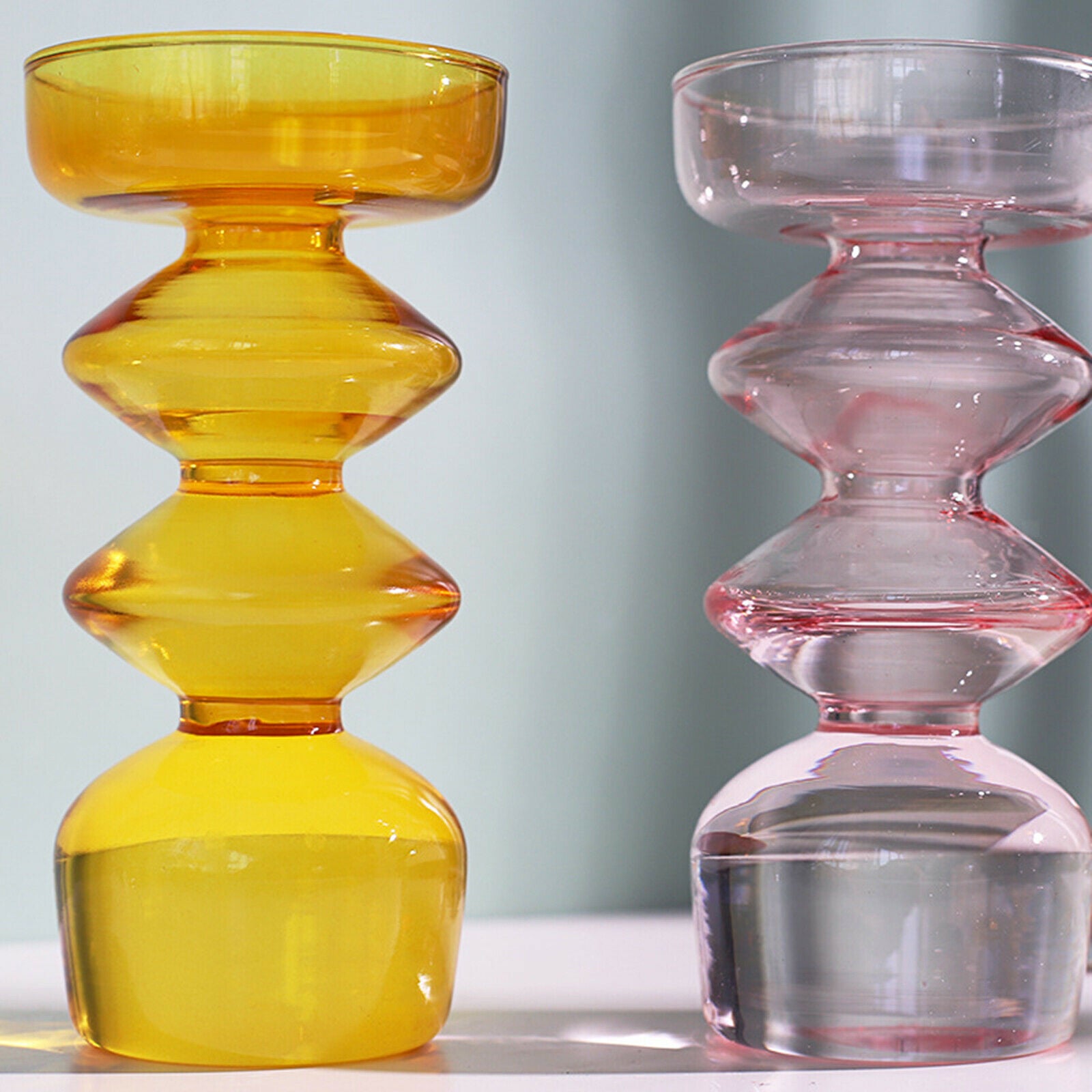 4Pcs Glass Flower Vase Table Hydroponics Plant Container Bud Pot Home Decor