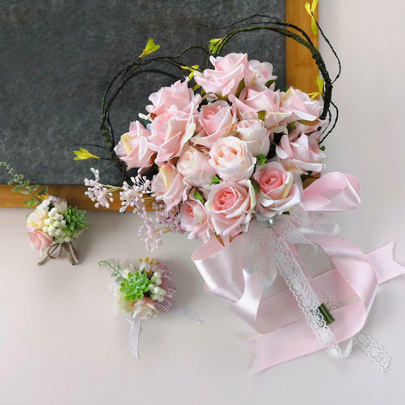 Beautiful Wedding Bride Bridesmaid Flower Girl Wrist Corsage Rose Succulent