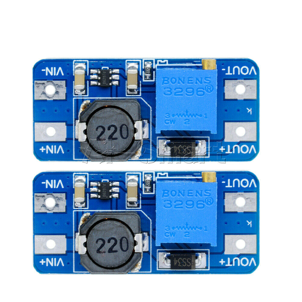 2x MT3608 DC-DC Voltage Step Up Adjustable Boost Converter Module 2A for Arduino