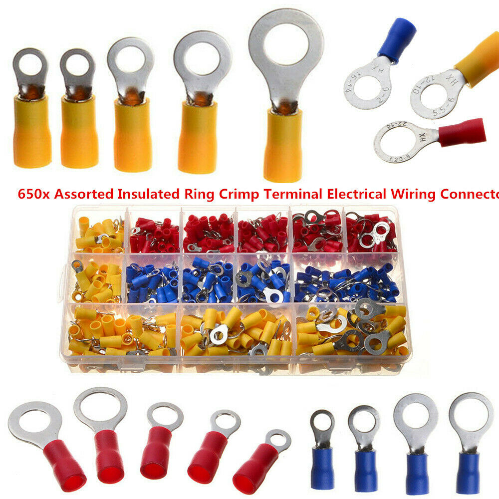 650X Insulated Electrical Ring Connectors Terminals 12-10AWG 16-14AWG 22-16AWG