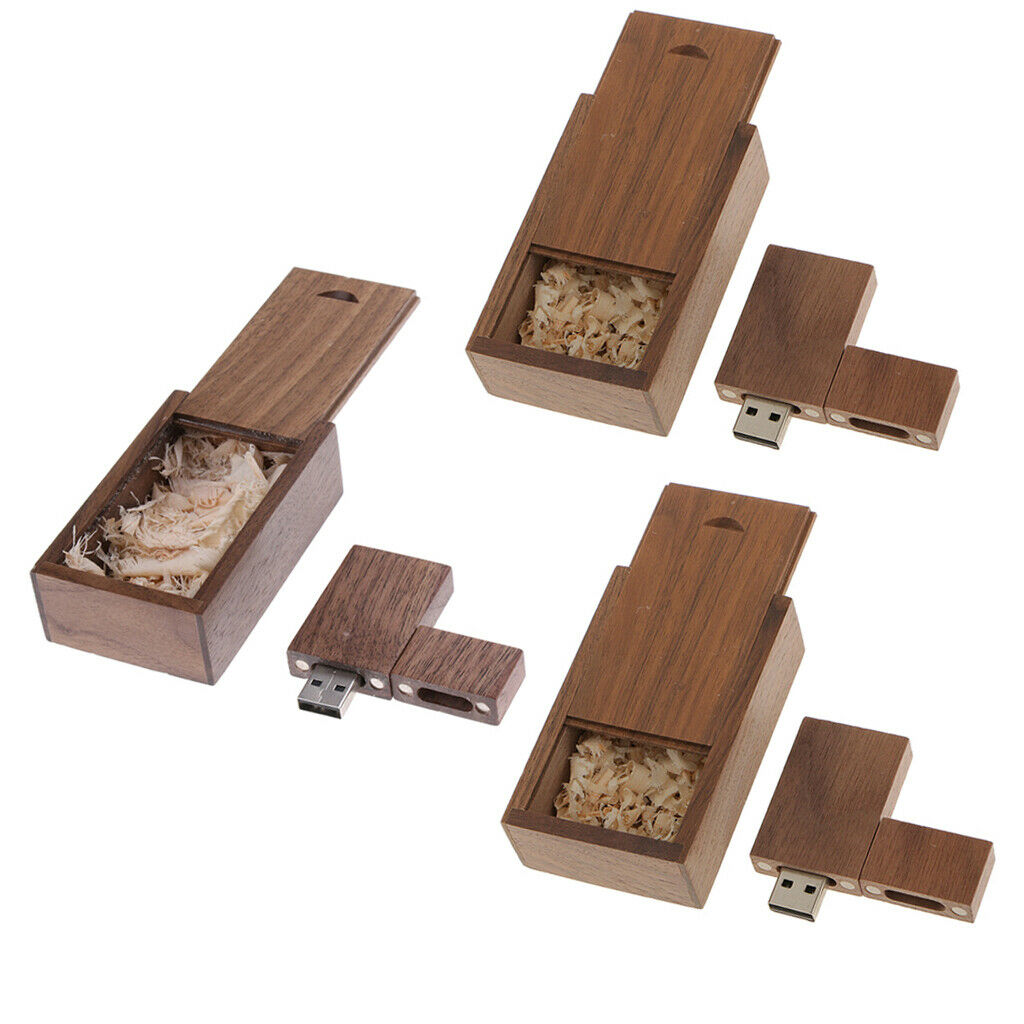 3pcs USB 2.0 Wooden Drives For Storing Images, Videos / 32gb + 16g + 8g